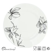 White porcelain with Decal Flower Dinner Plate